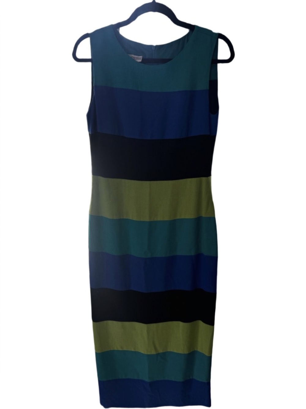 Jessica Howard Blue & Green Striped Linen Dress